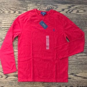 NWT Polo Ralph Lauren Boys L 14-16  Red Waffle Tee